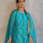Turquoise Silk Kurta Set with Turkish Gota Jaal