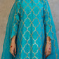 Turquoise Silk Kurta Set with Turkish Gota Jaal