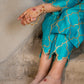 Turquoise Silk Kurta Set with Turkish Gota Jaal
