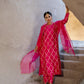 Fuschia Pink Silk Kurta Set with Turkish Gota Jaal