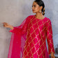 Fuschia Pink Silk Kurta Set with Turkish Gota Jaal