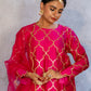 Fuschia Pink Silk Kurta Set with Turkish Gota Jaal