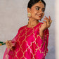 Fuschia Pink Silk Kurta Set with Turkish Gota Jaal