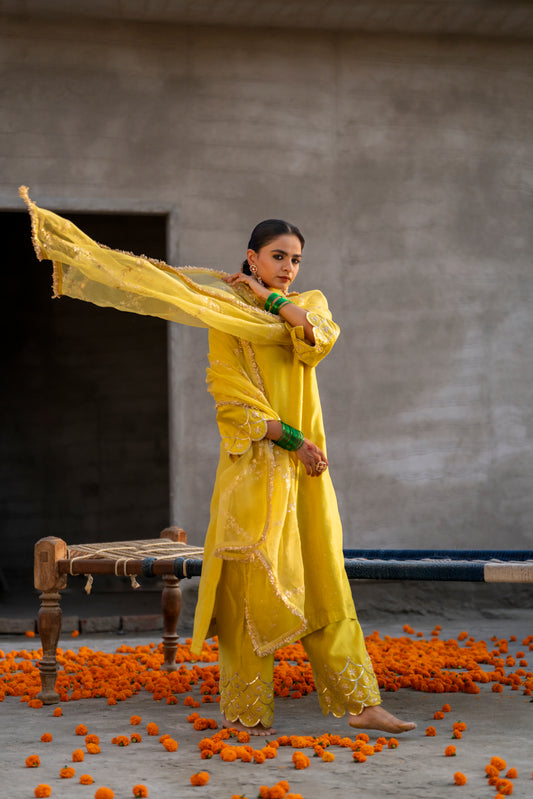Silk Kurta Set with Heavy Dori and Zari Work