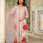 Light Pink Mul Chanderi set with Applique work
