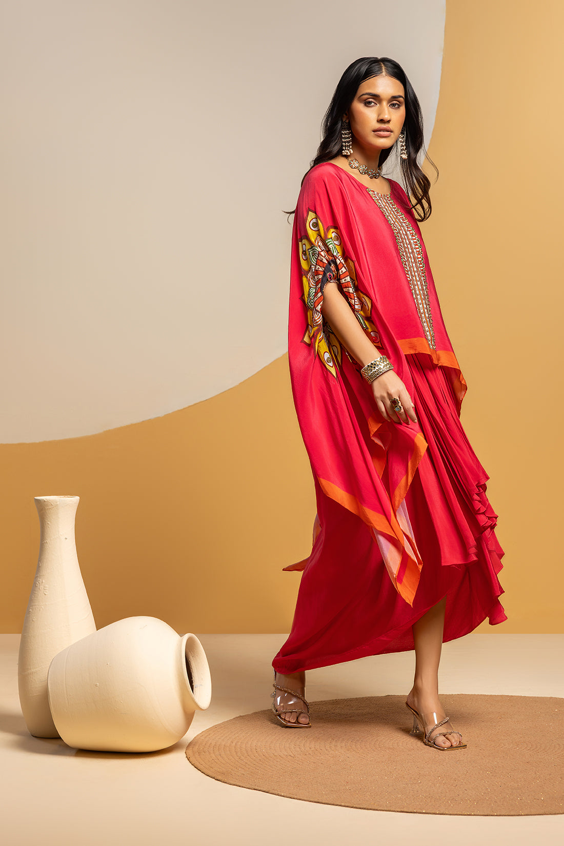 Taarani embellished  drape skirt set