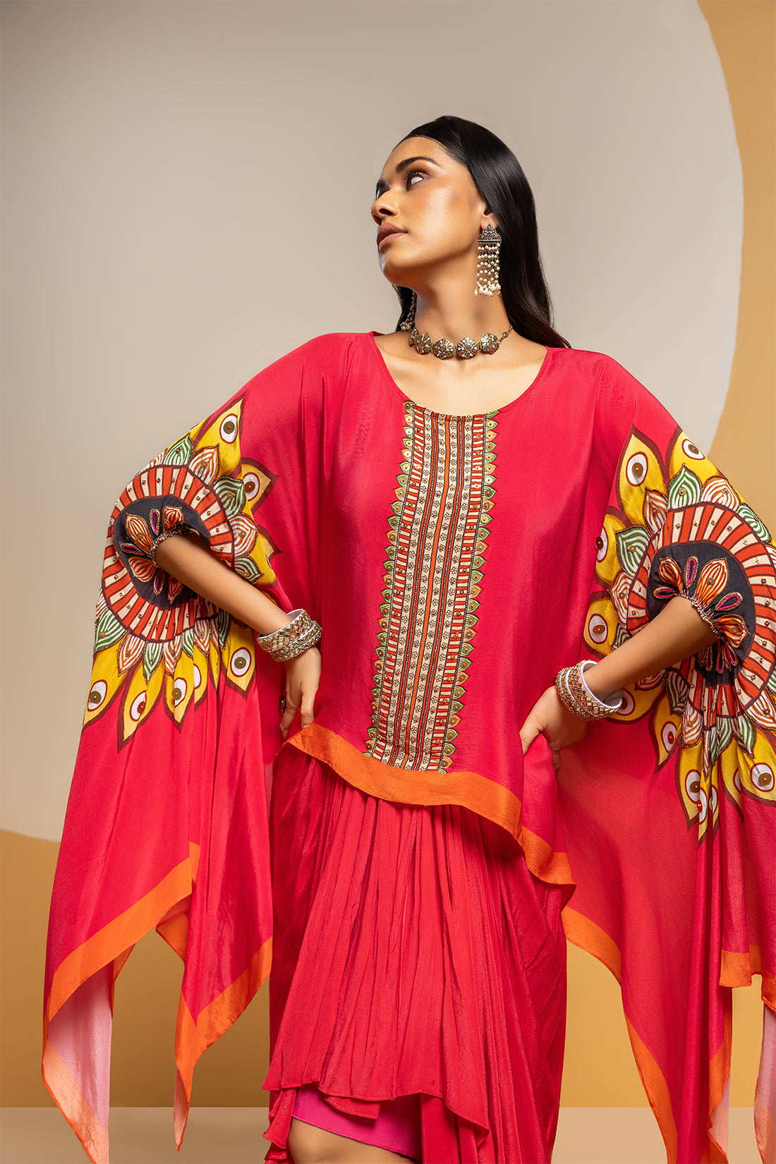 Taarani embellished  drape skirt set
