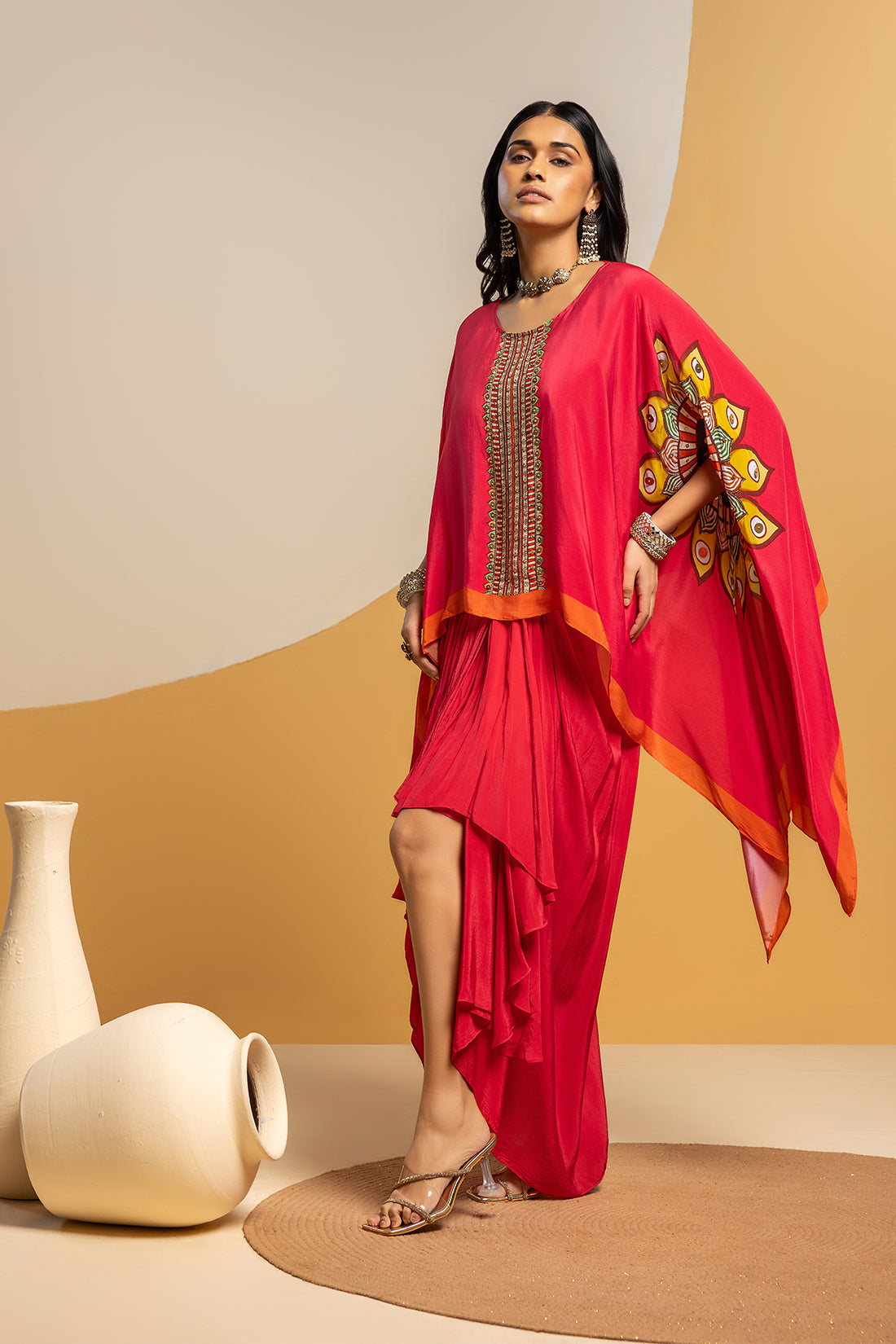 Taarani embellished  drape skirt set
