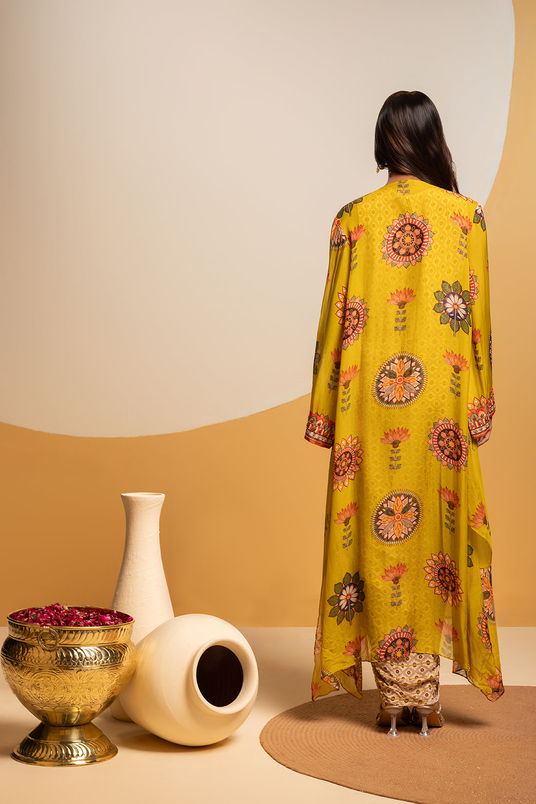 Rangtara embellished drape skirt set