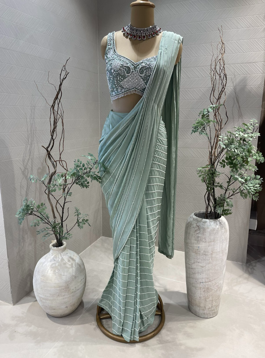 Mint Green Draped Saree