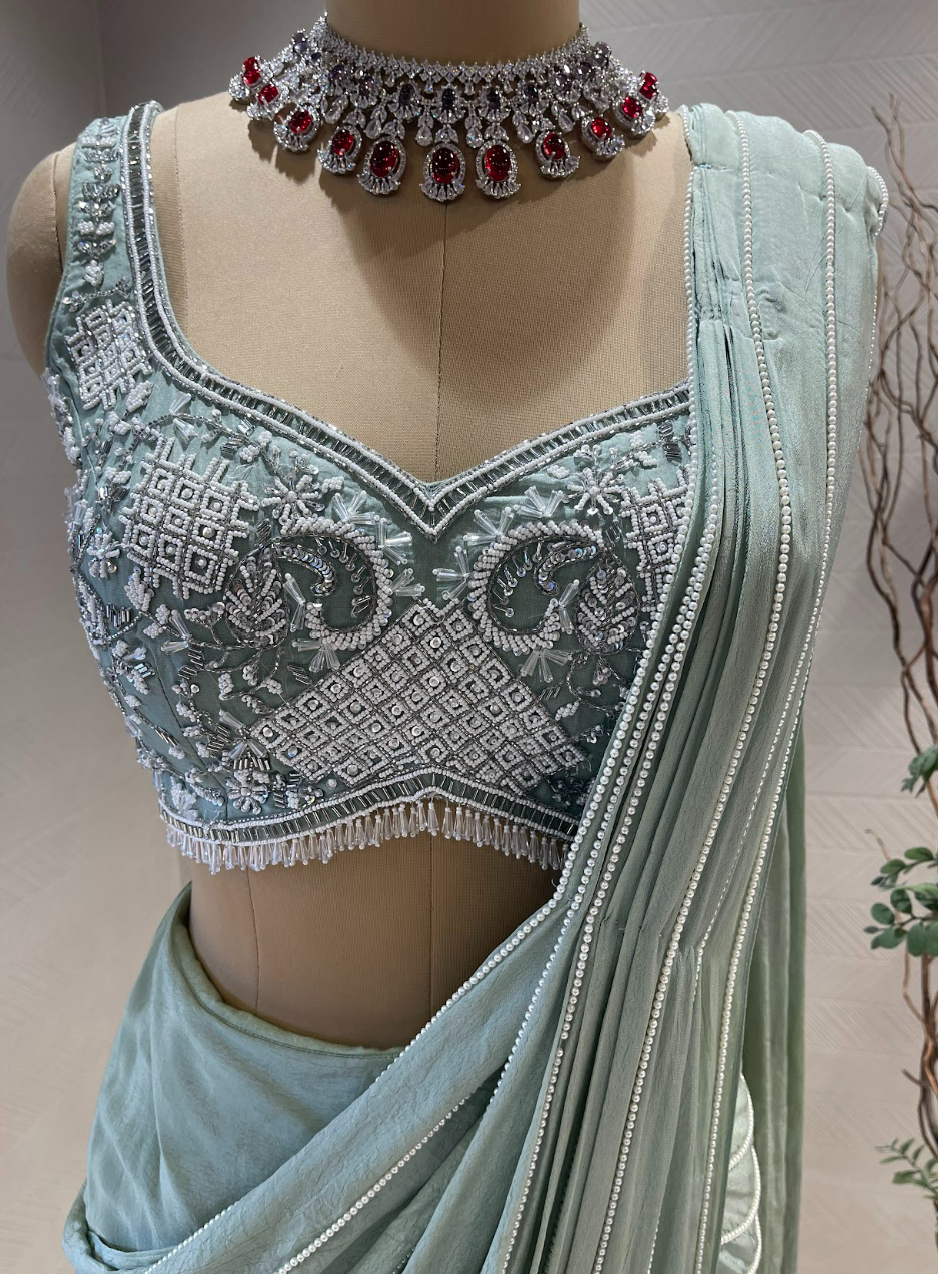 Mint Green Draped Saree