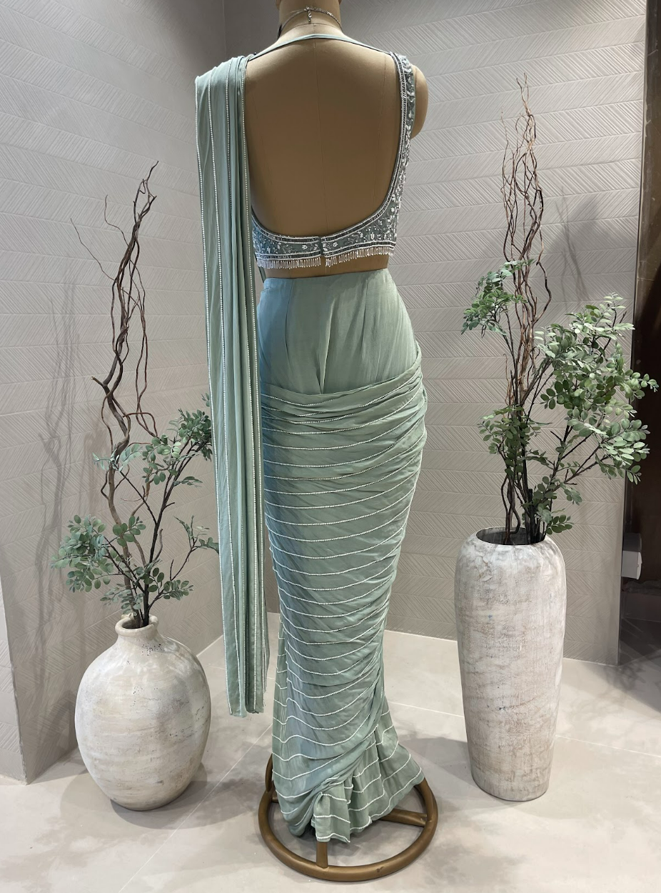 Mint Green Draped Saree