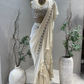 Ivory Mirror Work Ruffle Saree