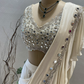 Ivory Mirror Work Ruffle Saree