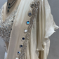 Ivory Mirror Work Ruffle Saree