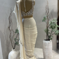 Ivory Mirror Work Ruffle Saree