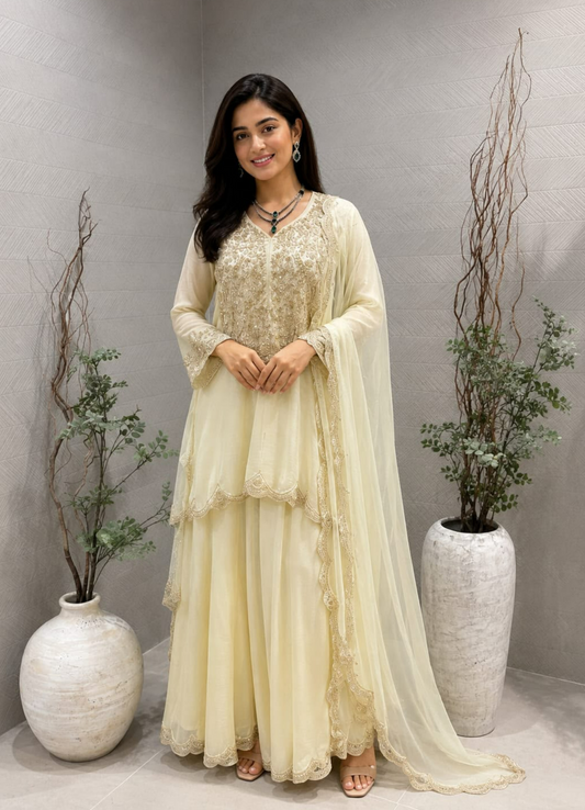 Ivory  Sharara set