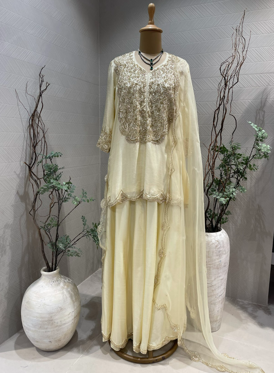 Ivory  Sharara set