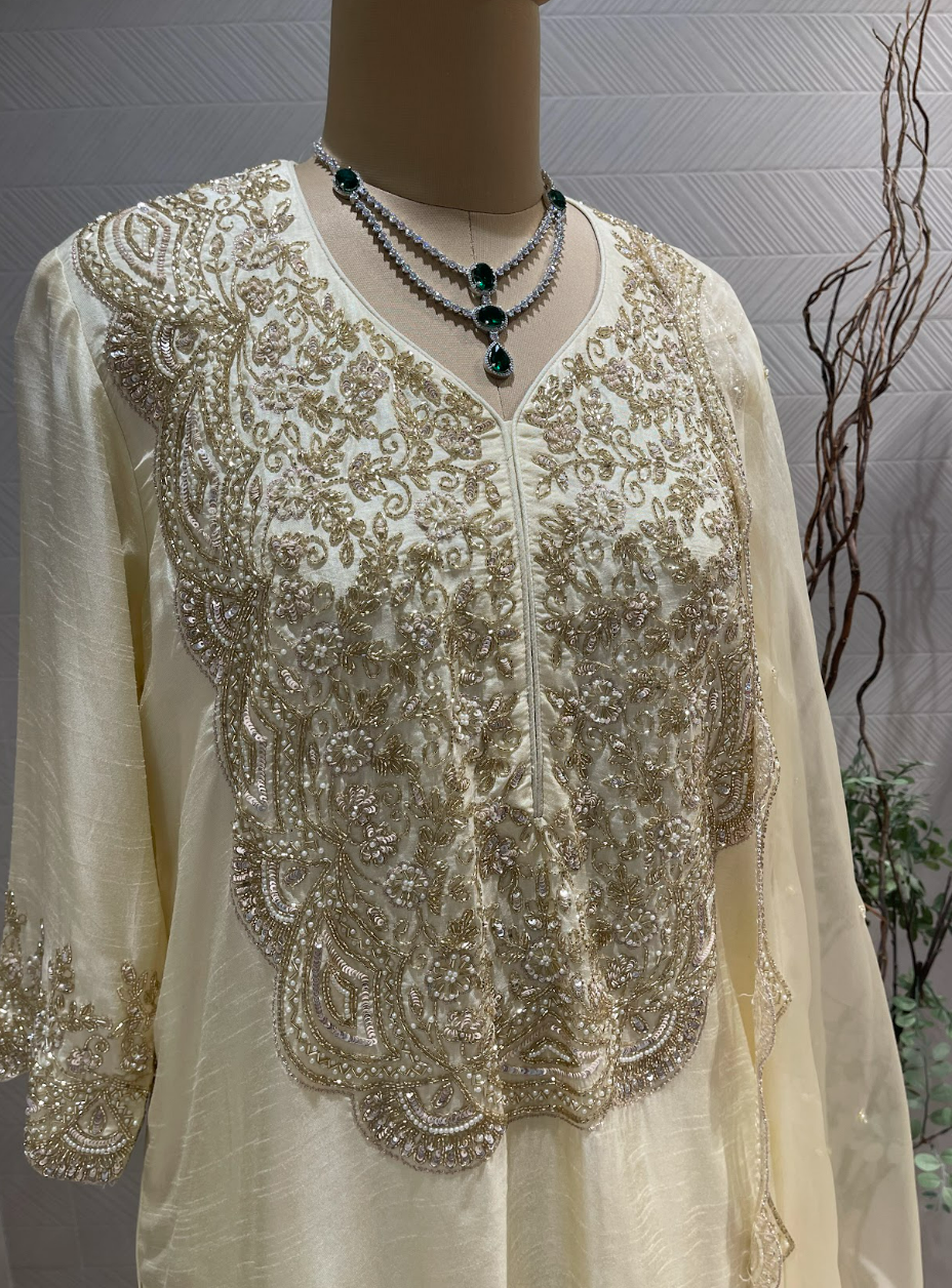 Ivory  Sharara set
