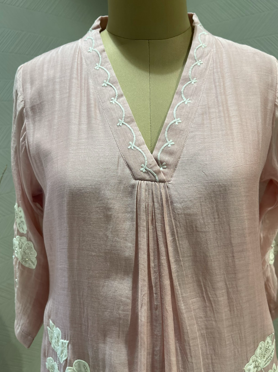 Blush Pink Appliqué Kurta Set