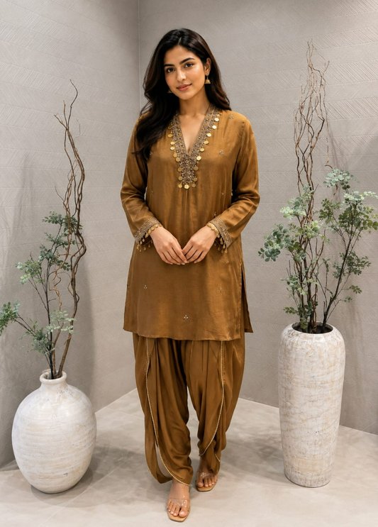 Bronze Brown Dhoti Kurta Set