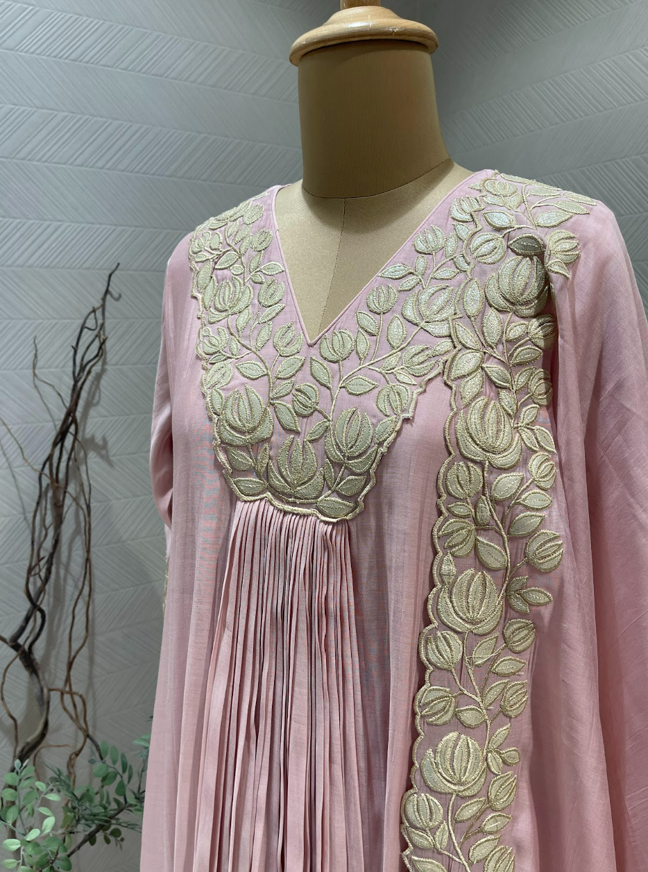 Blush Pink Pleated kurta set