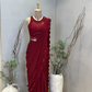 Ruby red pre draped saree