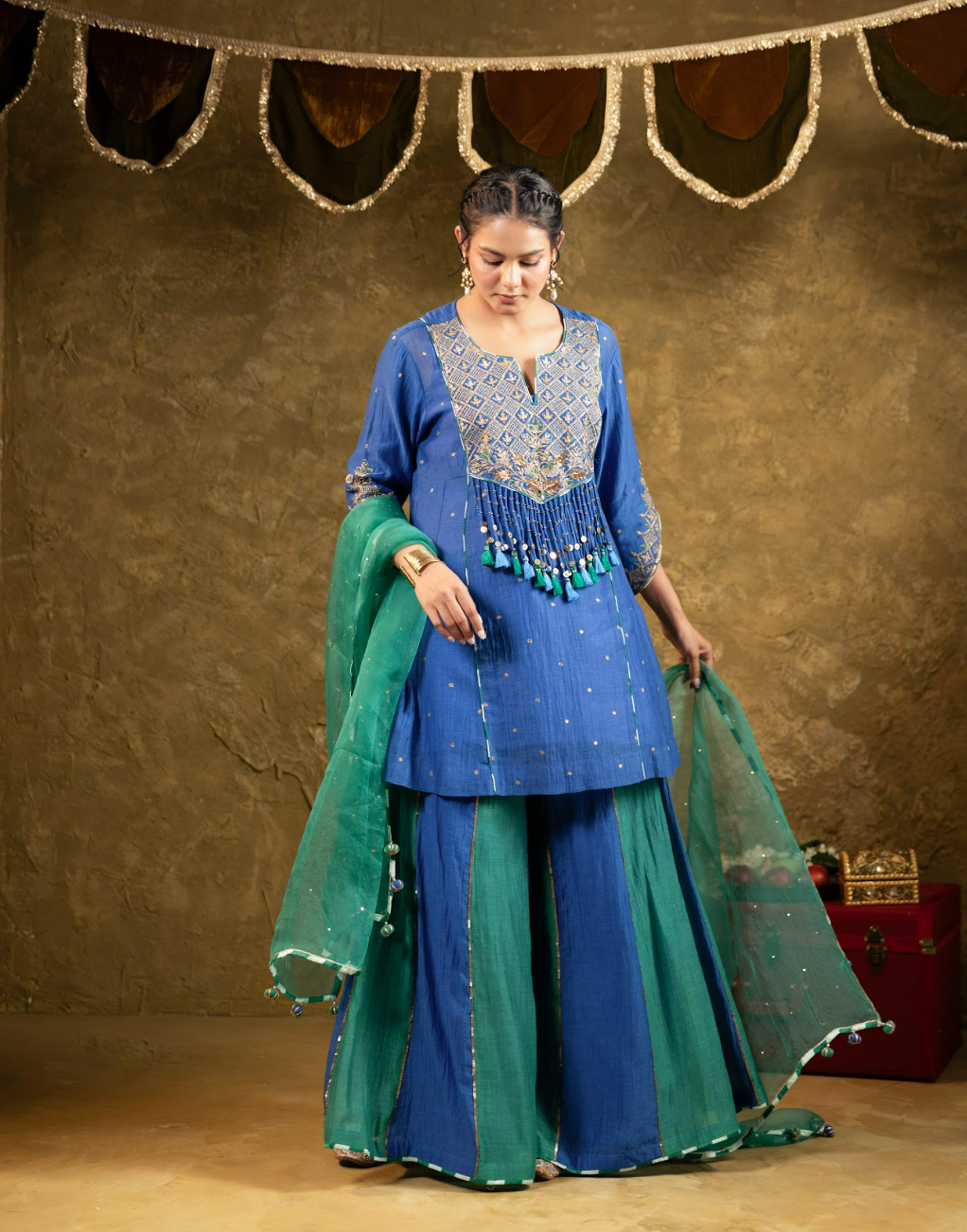 Antique Chowkadi Sharara Set