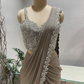 Grey and Silver Georgette Pre Draped Saree with Embellished Corset