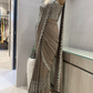 Grey and Silver Georgette Pre Draped Saree with Embellished Corset