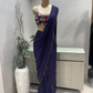 Deep Purple Pre Stitched Saree
