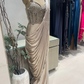 Champagne Gold Satin Draped Gown With Embellished Corset