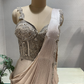 Champagne Gold Satin Draped Gown With Embellished Corset
