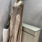 Champagne Gold Satin Draped Gown With Embellished Corset