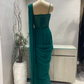 Emerald Green Satin Organza Pre Draped Saree with Tassle Blouse