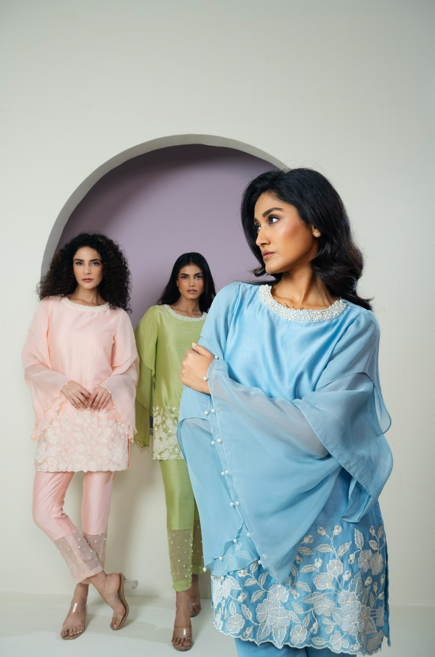 Chanderi Cutwork Flared Sleeves Co-ord Set