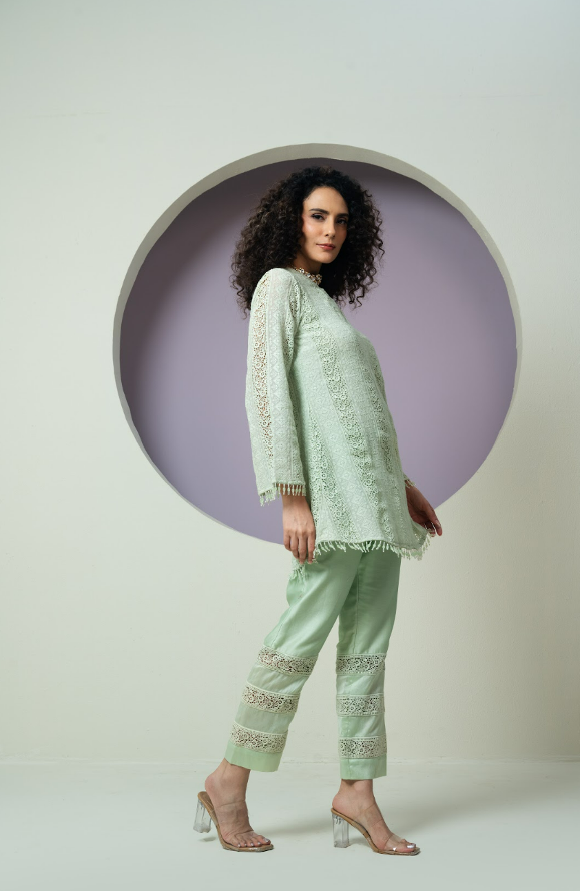 Chanderi Organza Threadwork Co-ord Set