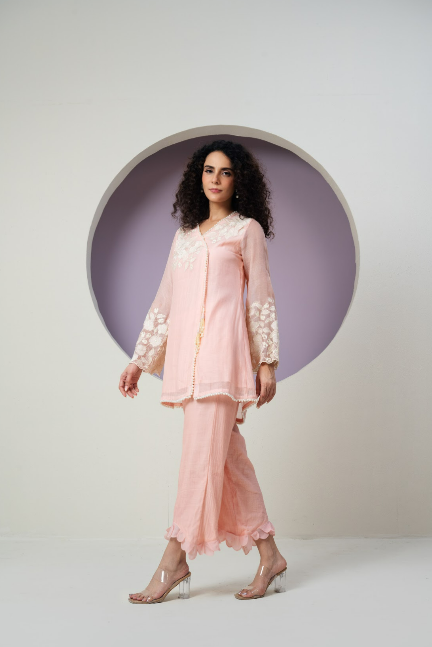 Mul Chanderi Cutwork Co-ord Set