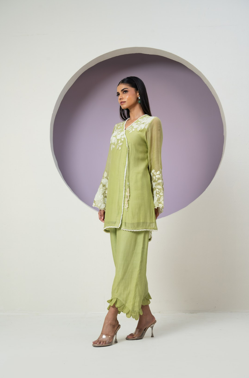 Mul Chanderi Cutwork Co-ord Set