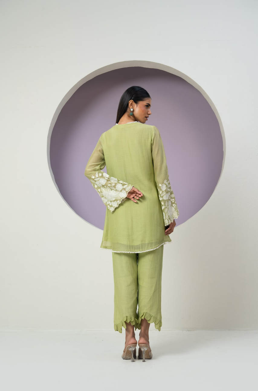 Mul Chanderi Cutwork Co-ord Set