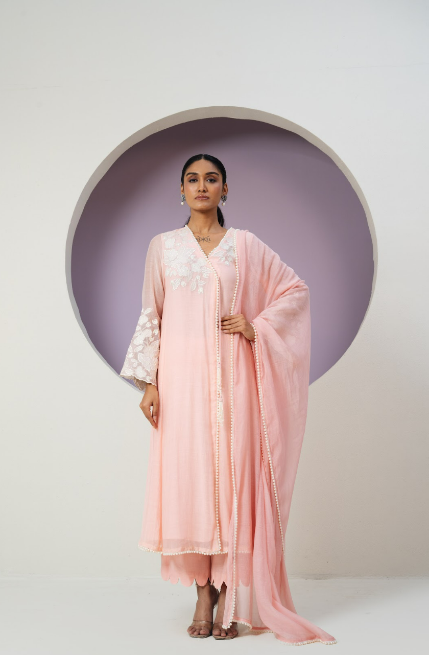 Mul Chanderi Cutwork Anarkali