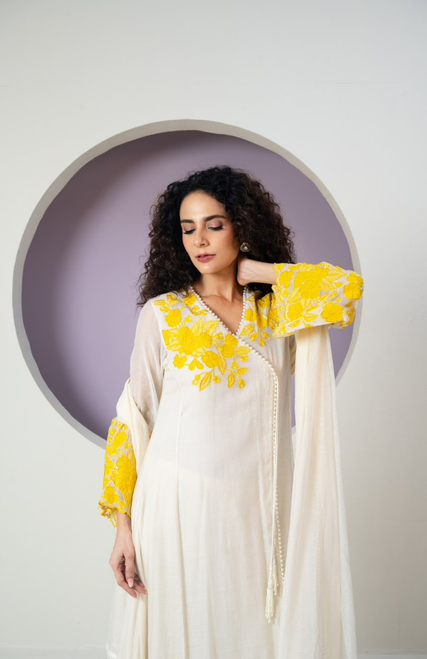 Mul Chanderi Cutwork Anarkali