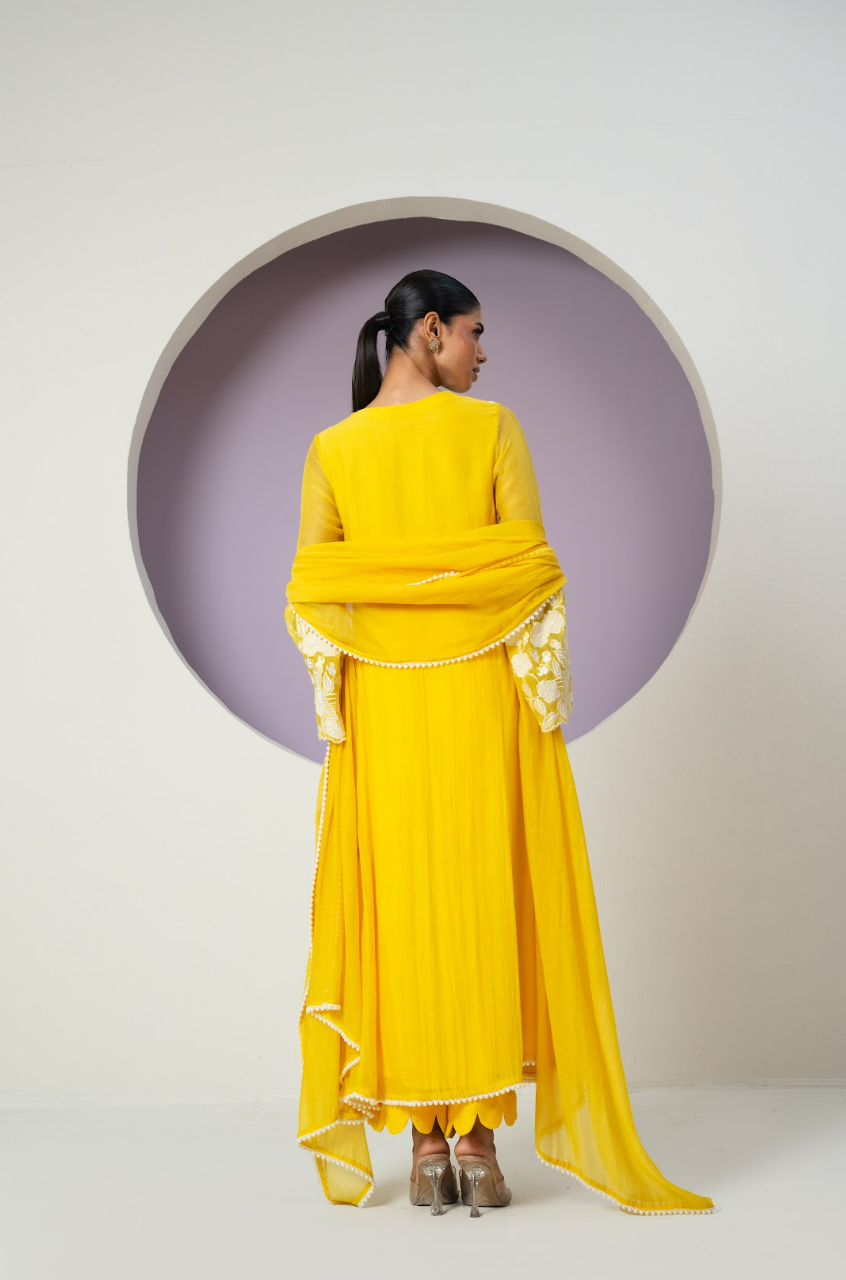 Mul Chanderi Cutwork Anarkali