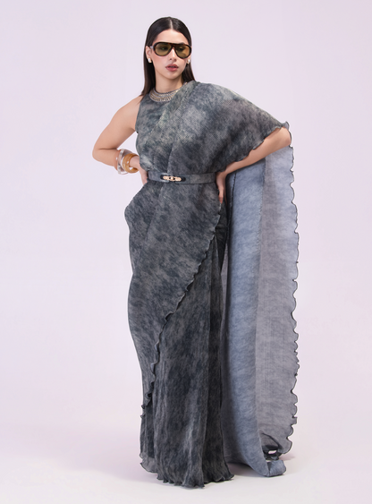 Smoke Pre draped Saree