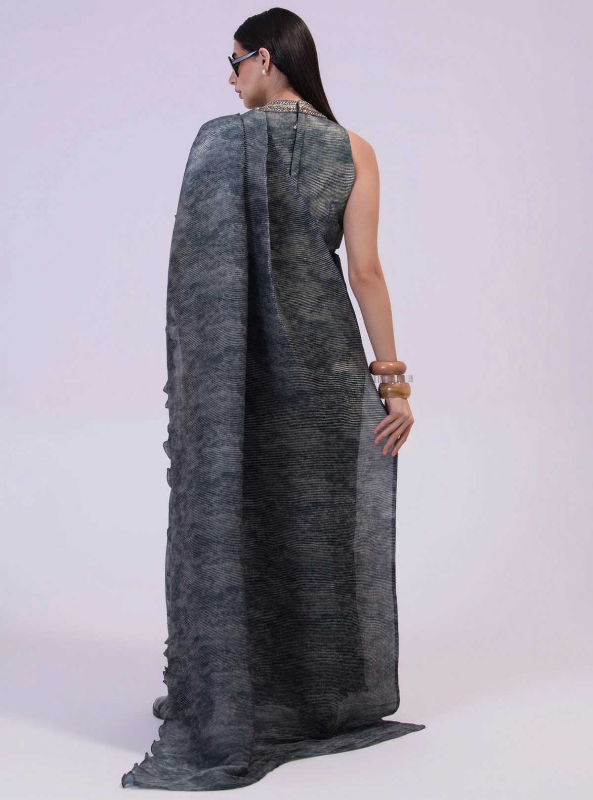 Smoke Pre draped Saree