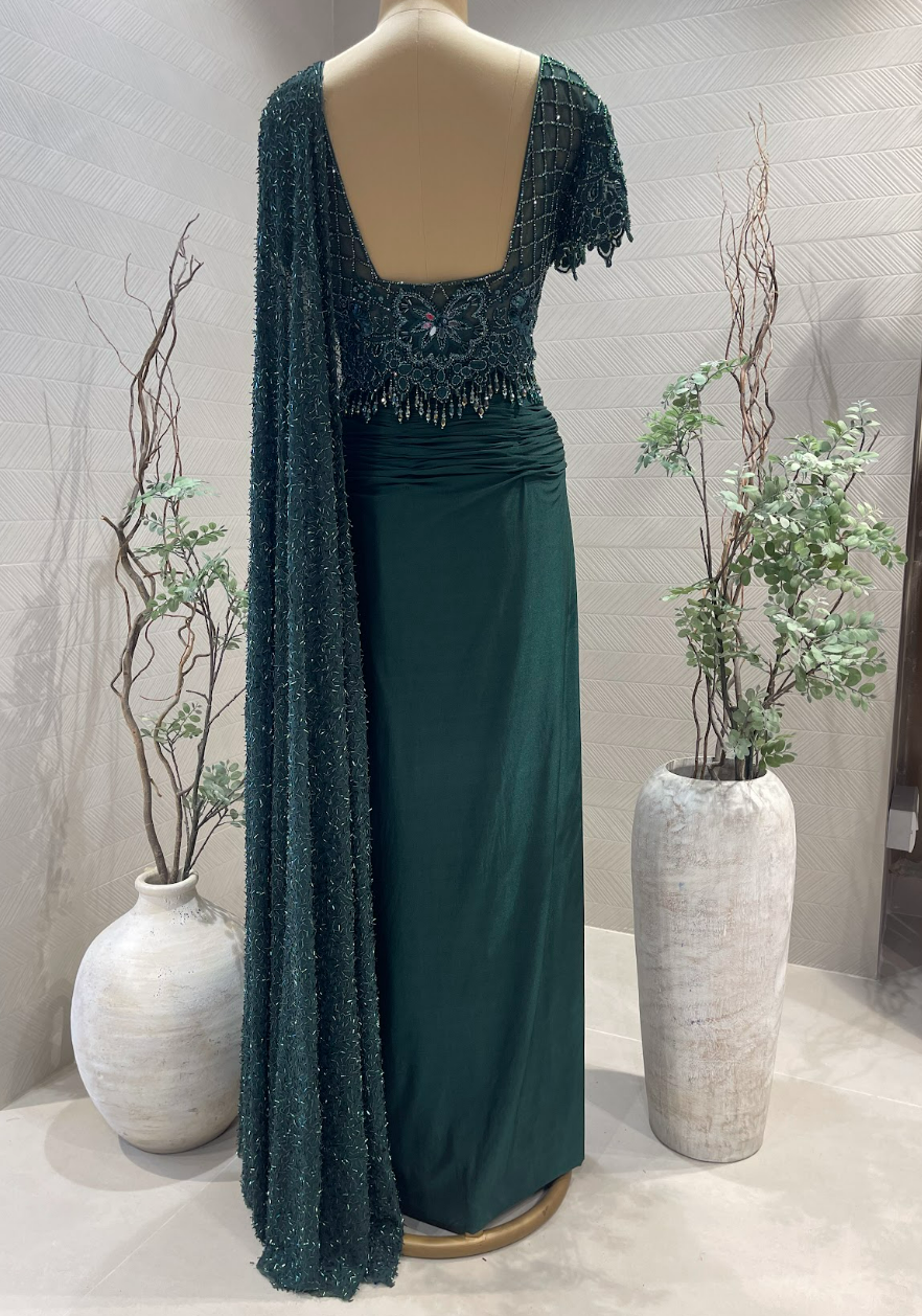 Emerald Green Drape Saree