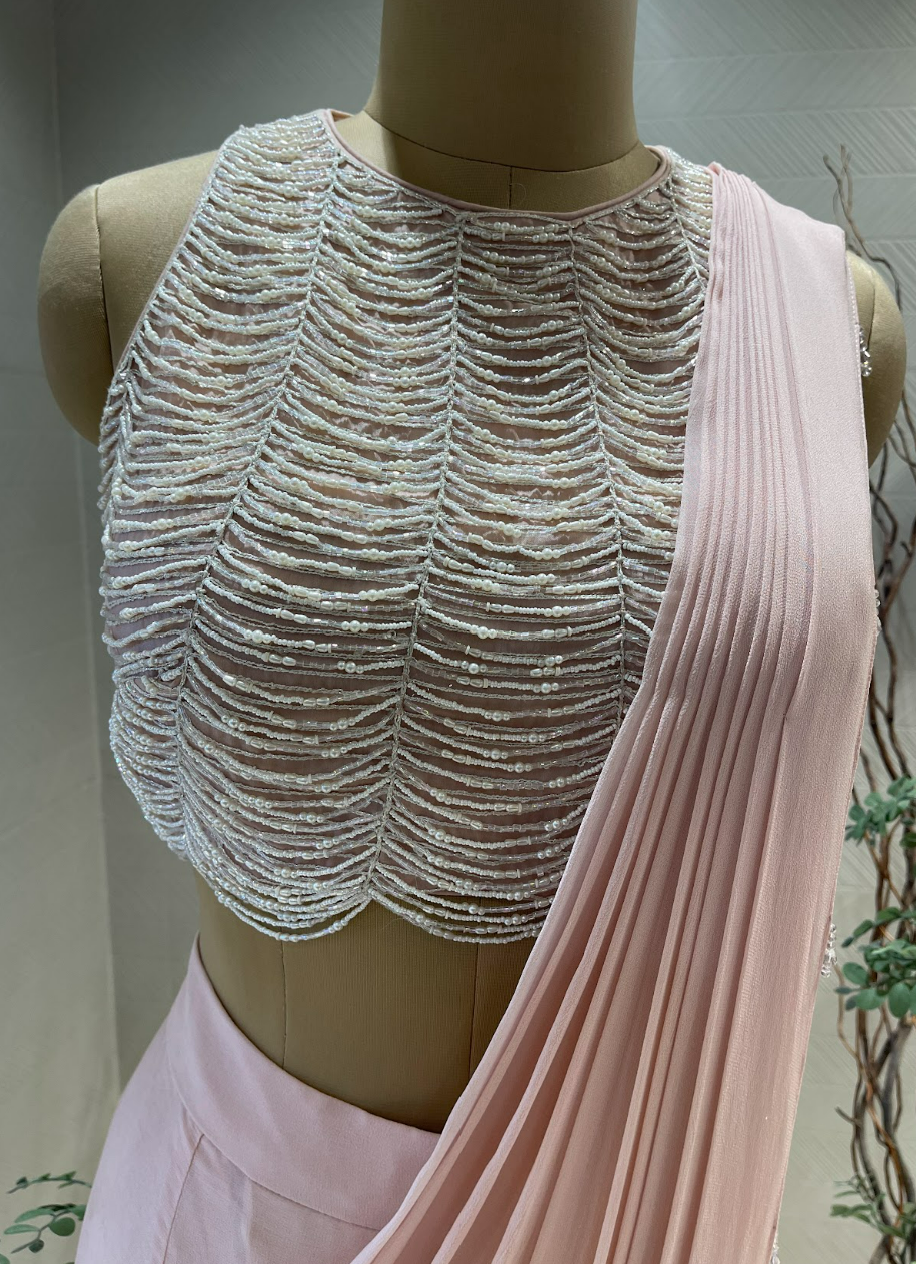 Blush Pink Drape Saree