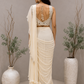 Ivory Mirror Work Ruffle Saree
