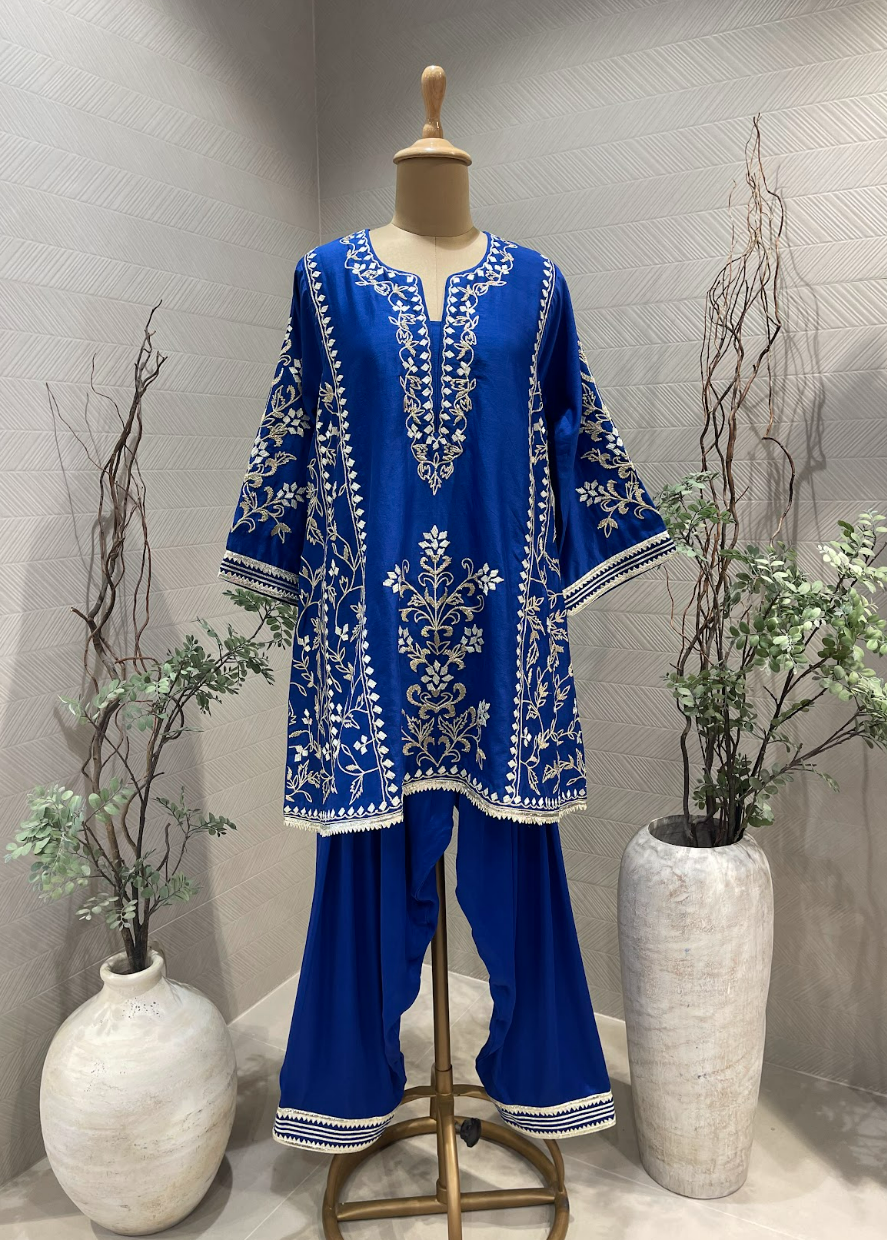 Royal Blue Embroidered Cord Set