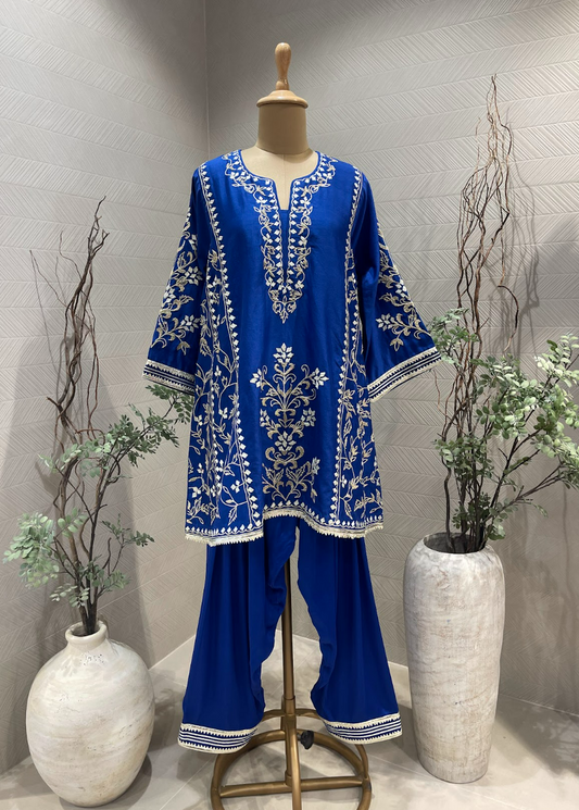 Royal Blue Embroidered Cord Set